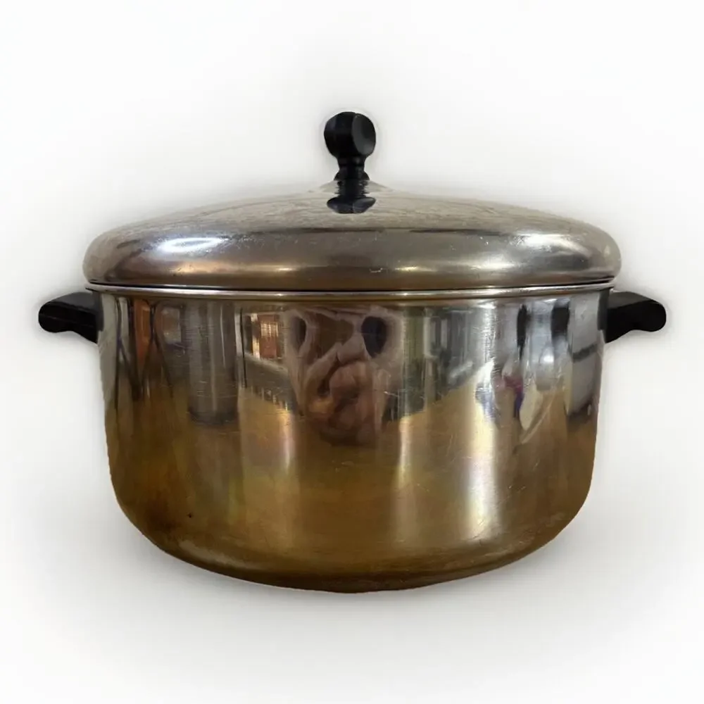 Vintage Farberware 6 Qt Stock Pot Lid Bronx NY USA Stainless Steel Aluminum Clad